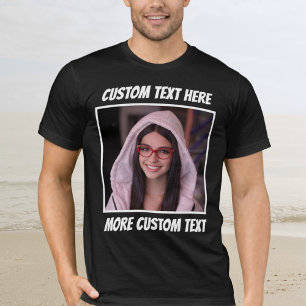Custom Photo and Text Or Name White Border T-Shirt