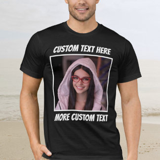 Custom Photo and Text Or Name White Border T-Shirt