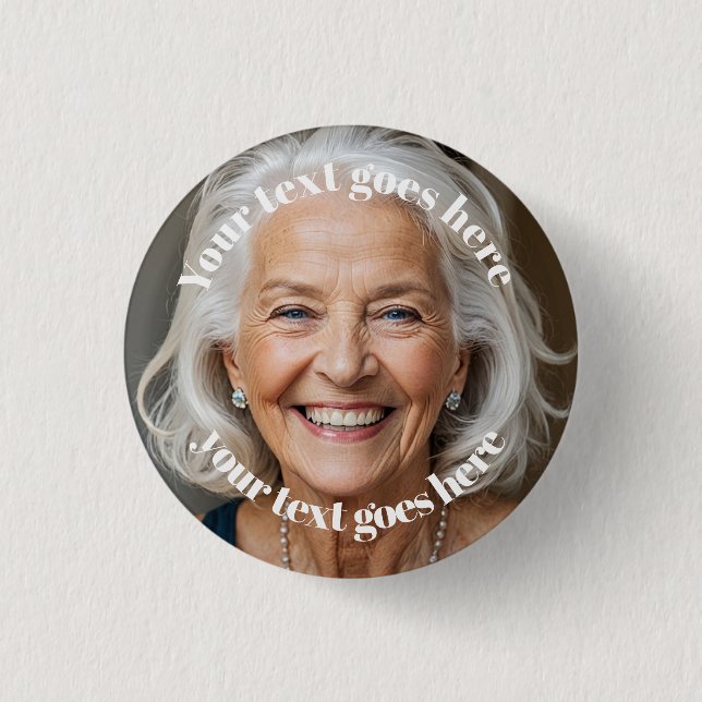 Custom Photo and text party function badge button (Front)
