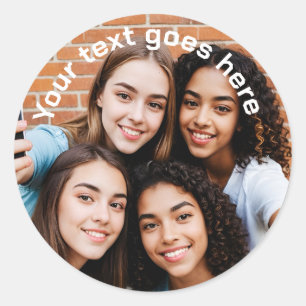 Custom Photo and text party function round Classic Round Sticker