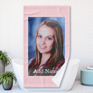 Custom Photo and Text Personalized Bath Hand Towel