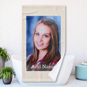 Custom Photo and Text Personalized Bath Hand Towel