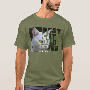 Custom Photo And Text Personalized Best Cat Dad T-Shirt