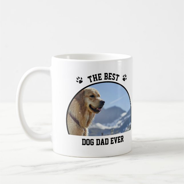 Custom Photo And Text Personalized Best Dog Dad Coffee Mug (Left)