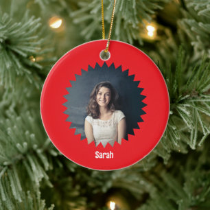 Custom Photo and Text Personalized Ceramic Ornament
