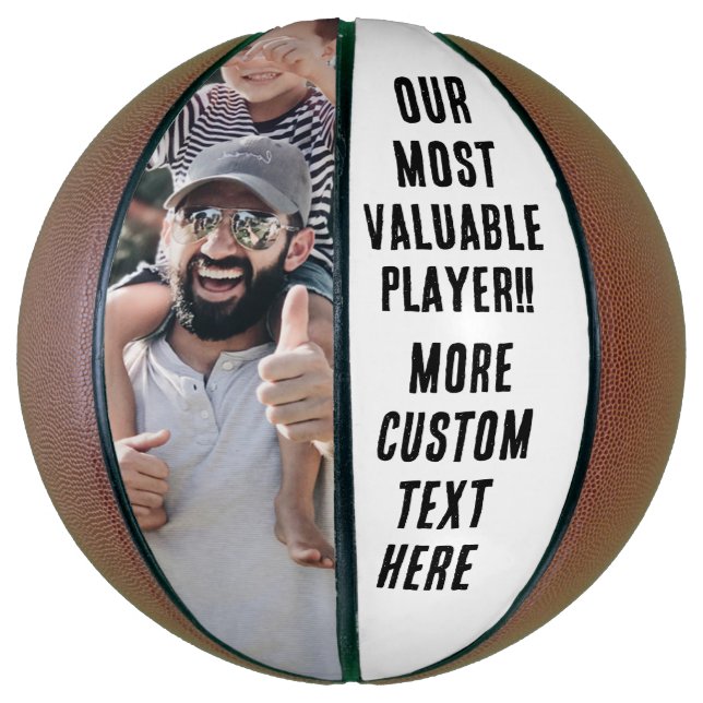 Custom Photo and Text Personalized Fathers Day Basketball (Vertical)