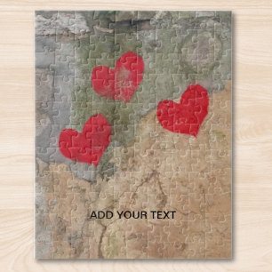 Custom Photo And Text Personalized Hearts Jigsaw Puzzle
