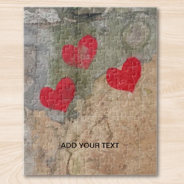 Custom Photo And Text Personalized Hearts Jigsaw Puzzle (Creator Uploaded)