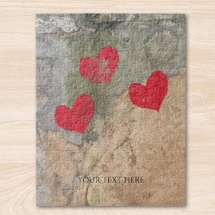Custom Photo And Text Personalized Hearts Jigsaw Puzzle