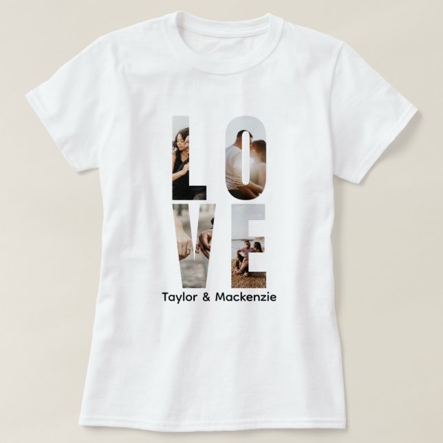 Custom Photo And Text Personalized LOVE T-Shirt (Design Front)