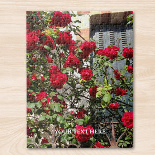 Custom Photo And Text Personalized Red Roses Jigsaw Puzzle