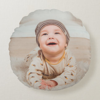 Custom photo and text round pillow