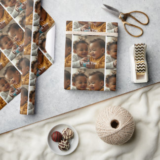 Custom Photo and Text Sticker Wrapping Paper