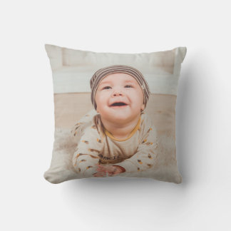 Custom photo and text throw pillow