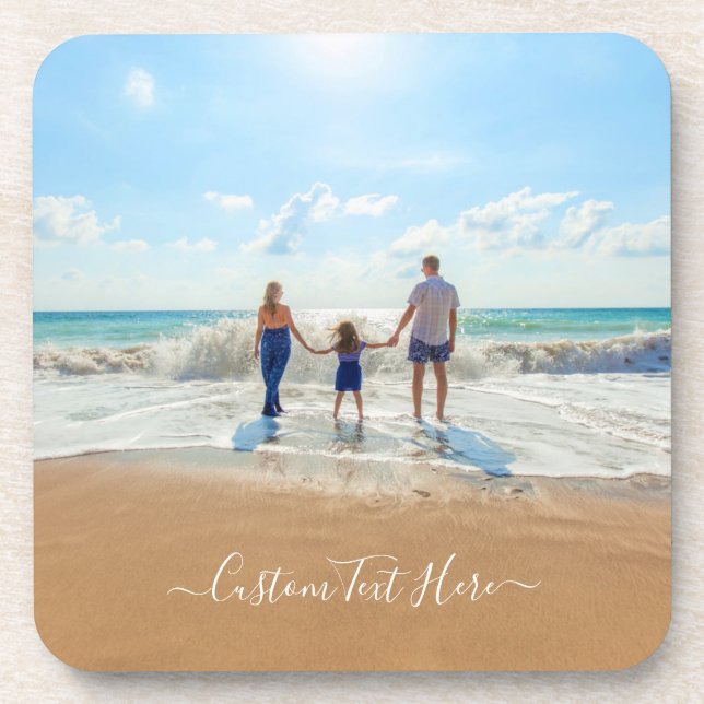 Custom Photo and Text - Unique Your Own Design  Coaster (Front)