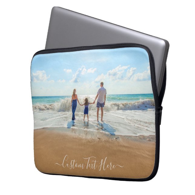 Custom Photo and Text - Unique Your Own Design -   Laptop Sleeve (Front Left)