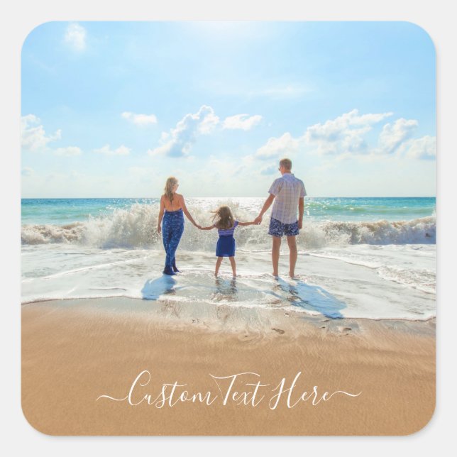 Custom Photo and Text - Unique Your Own Design -   Square Sticker (Front)