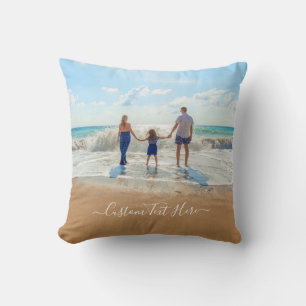 Custom Photo and Text - Unique Your Own Design -   Throw Pillow