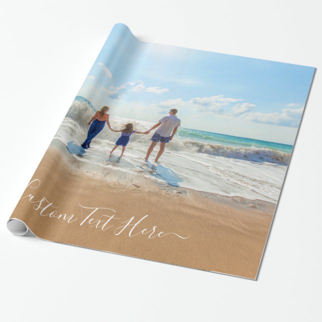 Custom Photo and Text - Unique Your Own Design -   Wrapping Paper (Unrolled)