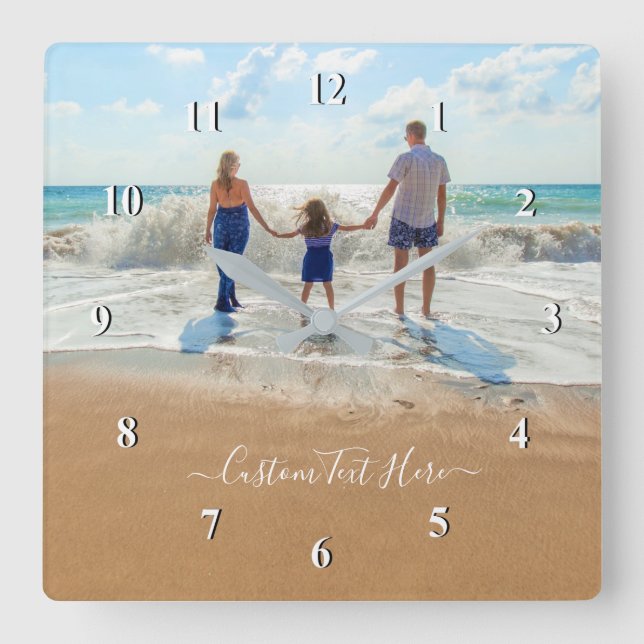 Custom Photo and Text Wall Clock Your Own Design  (Front)