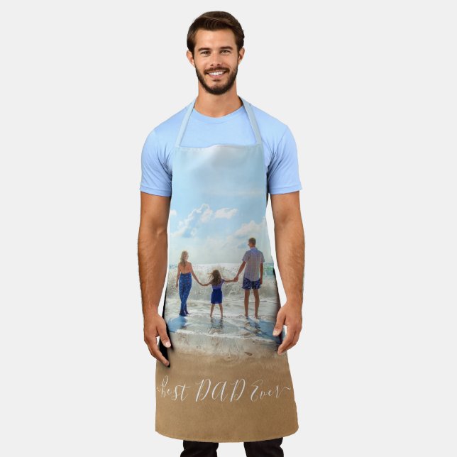 Custom Photo and Text Your Design - Best DAD Ever Apron (Worn)