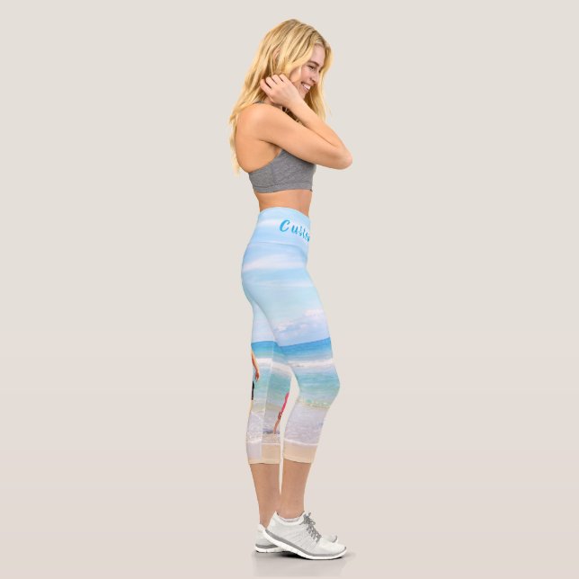 Custom Photo and Text - Your Own Design - Best DAD Capri Leggings (Right)