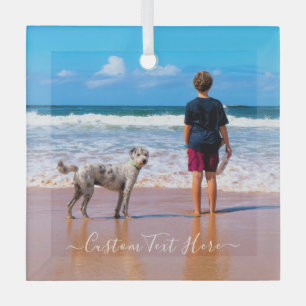 Custom Photo and Text - Your Own Design - Best Pet Glass Ornament