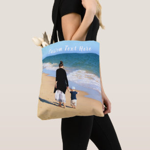 Custom Photo and Text - Your Own Design - Cute Tote Bag