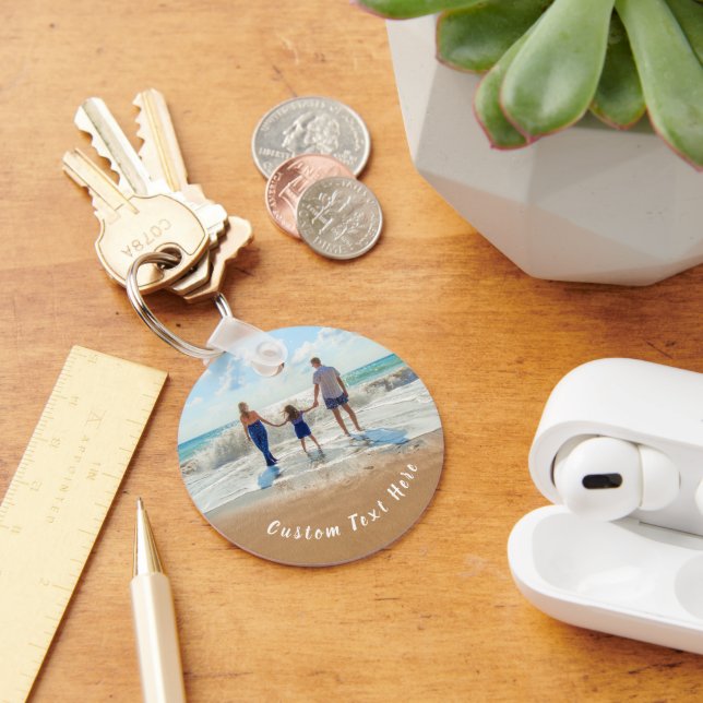 Custom Photo and Text - Your Own Design - Family  Keychain (Desk)