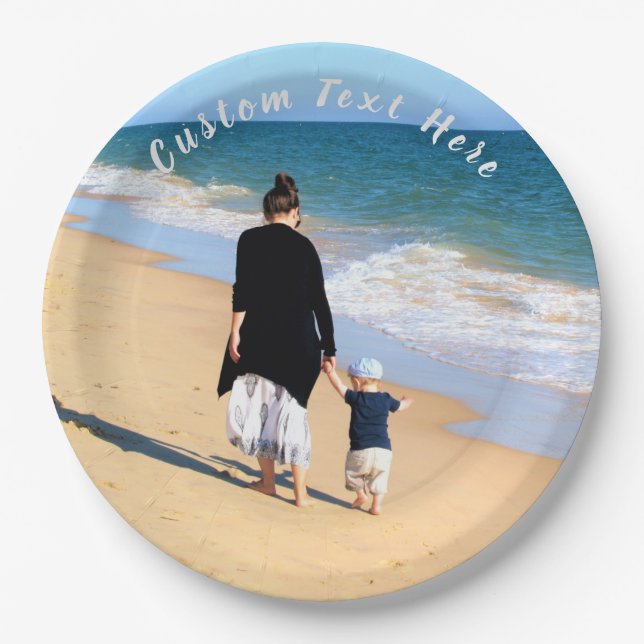 Custom Photo and Text - Your Own Design - For Mom Paper Plate (Front)
