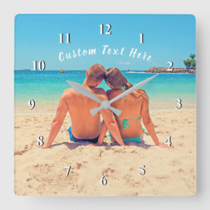 Custom Photo and Text - Your Own Design - Love Square Wall Clock
