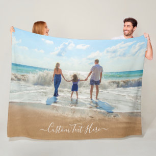 Custom Photo and Text Your Own Design - My Family Fleece Blanket