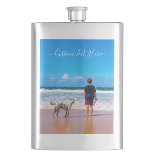 Custom Photo and Text - Your Own Design - My Pet   Hip Flask