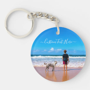 Custom Photo and Text - Your Own Design - My Pet   Keychain