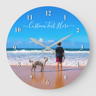 Custom Photo and Text - Your Own Design - My Pet Large Clock