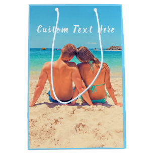Custom Photo and Text - Your Own Design - Romantic Medium Gift Bag
