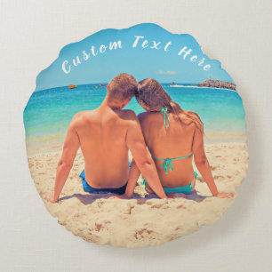 Custom Photo and Text - Your Own Design - Romantic Round Pillow