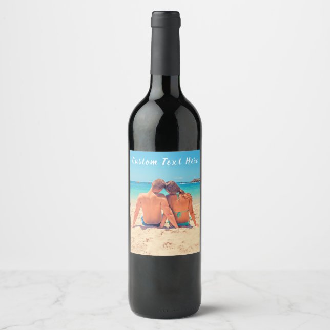 Custom Photo and Text - Your Own Design - Special  Wine Label (Front)
