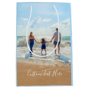 Custom Photo and Text - Your Unique Own Design  Medium Gift Bag