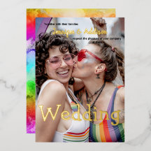 Custom Photo and watercolor rainbow gay wedding Fo