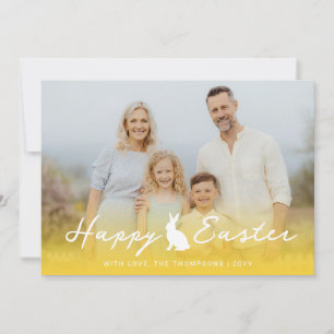 Custom Photo And Yellow Gradient With Bunny Easter Card