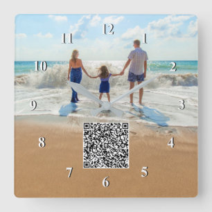 Custom Photo andQR Code Info Clock Family Design 