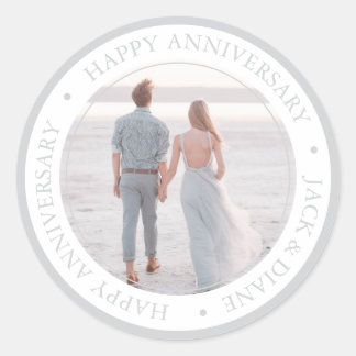 Custom Photo Anniversary stylish modern Classic Round Sticker