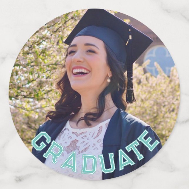 Custom Photo Aqua Graduation Party Table Confetti (Large Front)
