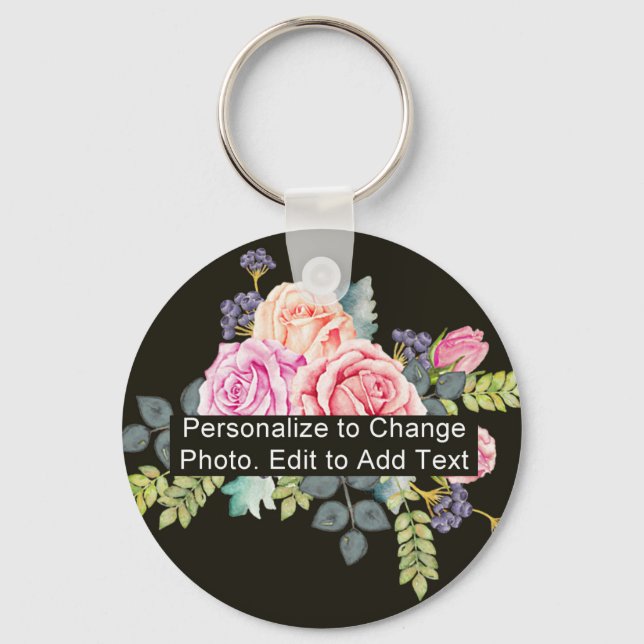 Custom Photo Art Name Monogram Quote Basic Round Keychain (Front)