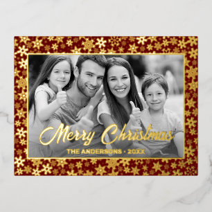 Custom Photo   Auto Convert pic to Black and White Foil Holiday Postcard