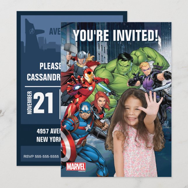 Custom Photo Avengers Birthday Invitation (Front/Back)