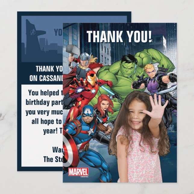 Custom Photo Avengers Thank You Invitation (Front/Back)