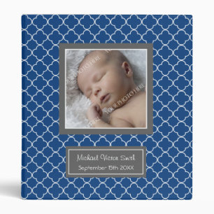 Custom Photo Baby Binder Quatrefoil Blue