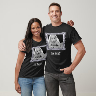 Custom Photo Baby Family Fancy Silver Frame Unisex T-Shirt